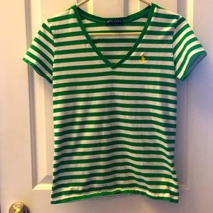 Ralph Lauren, green and white striped shirt